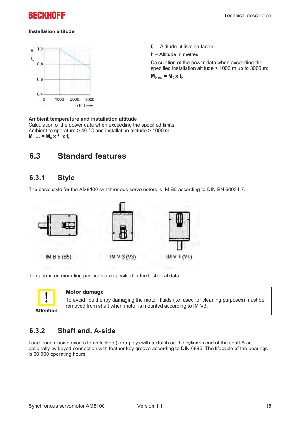 3 standard features, 1 style, 2 shaft end, a-side | 2 shaft end, a­side | BECKHOFF AM8100 User Manual | Page 15 / 35