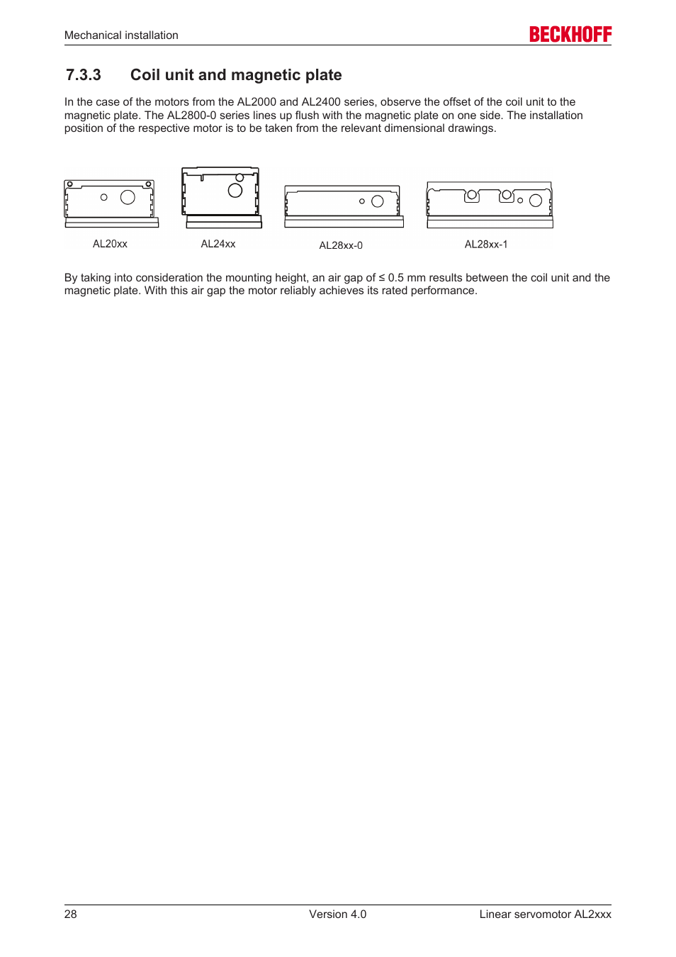 3 coil unit and magnetic plate | BECKHOFF AL2000 Linear servomotor User Manual | Page 28 / 61