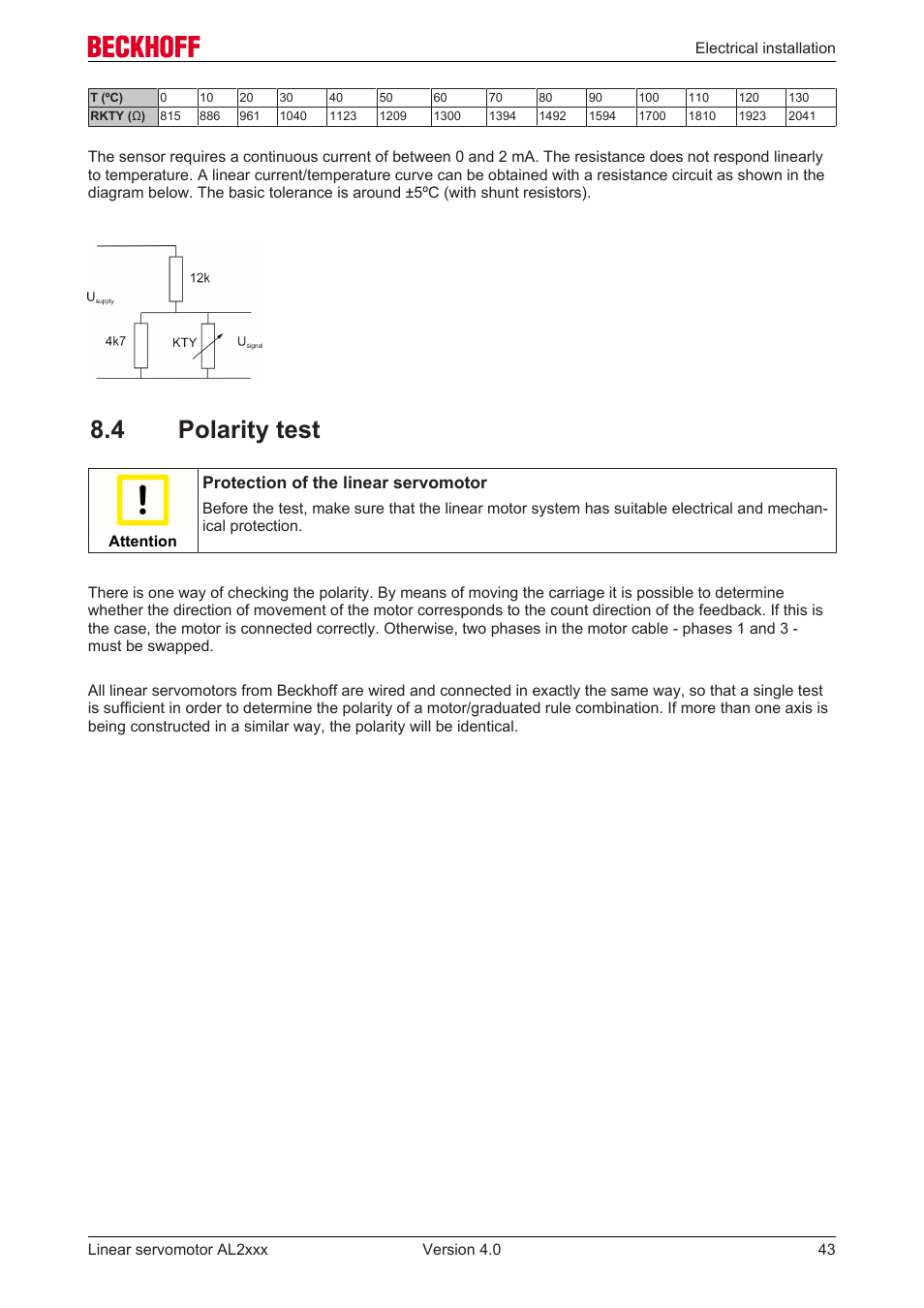 4 polarity test | BECKHOFF AL2000 Linear servomotor User Manual | Page 43 / 61