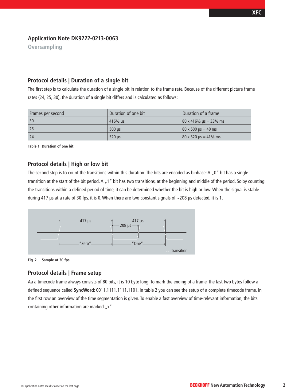 Protocol details | high or low bit, Protocol details | frame setup | BECKHOFF DK9222-0213-0063 User Manual | Page 2 / 10