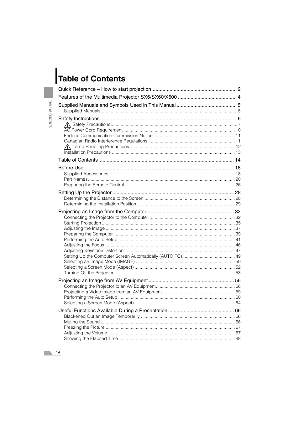 Canon SX6 User Manual | Page 14 / 133