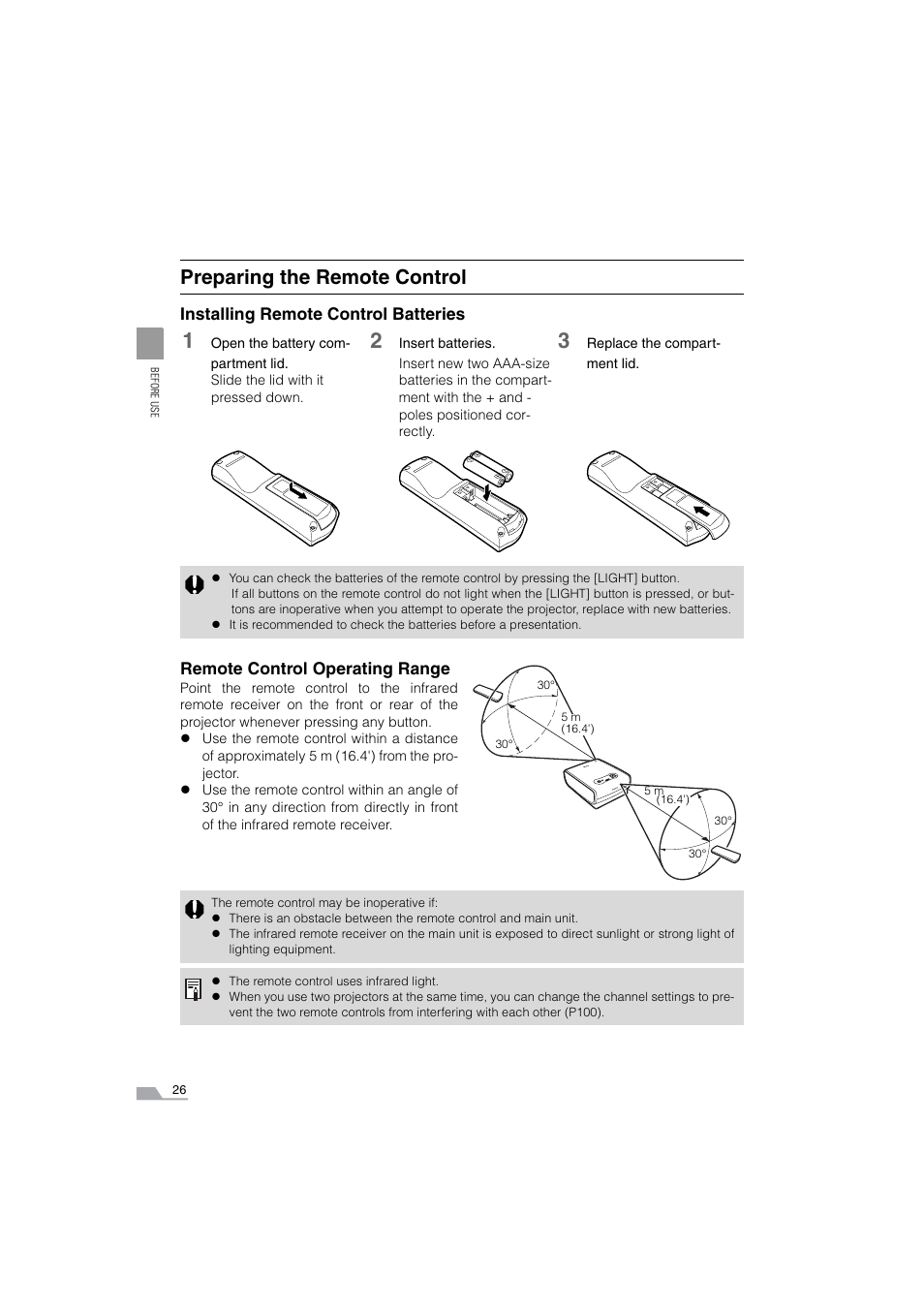Preparing the remote control | Canon SX6 User Manual | Page 26 / 133