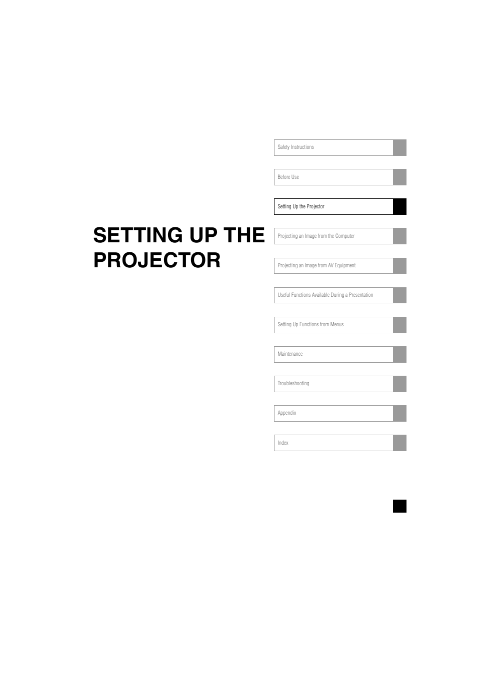 Setup - placing the projector, Setting up the projector | Canon SX6 User Manual | Page 27 / 133