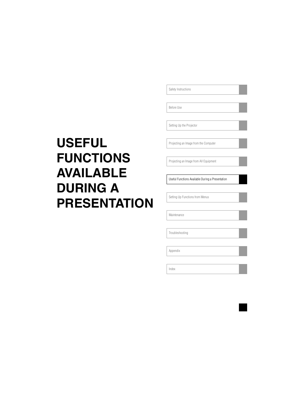 Useful functions available during a presentation | Canon SX6 User Manual | Page 65 / 133