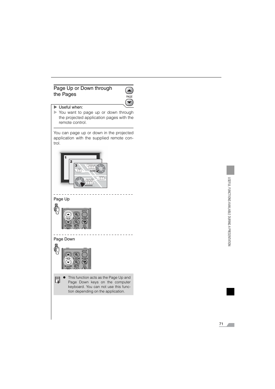 Page up or down through the pages | Canon SX6 User Manual | Page 71 / 133