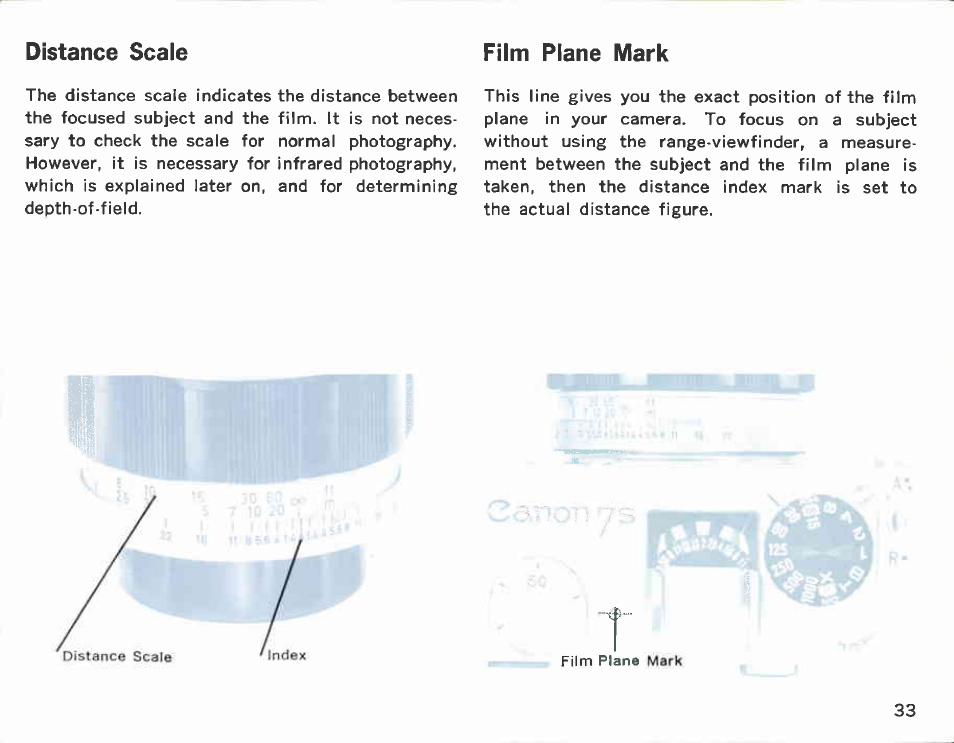 Focustng, Focusing, Range-viewfinder | Canon Model 7S User Manual | Page 35 / 86