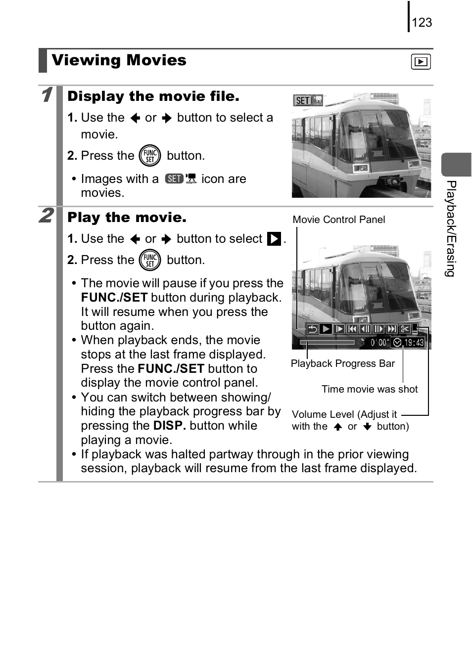 Viewing movies | Canon IXUS 85 IS User Manual | Page 125 / 224