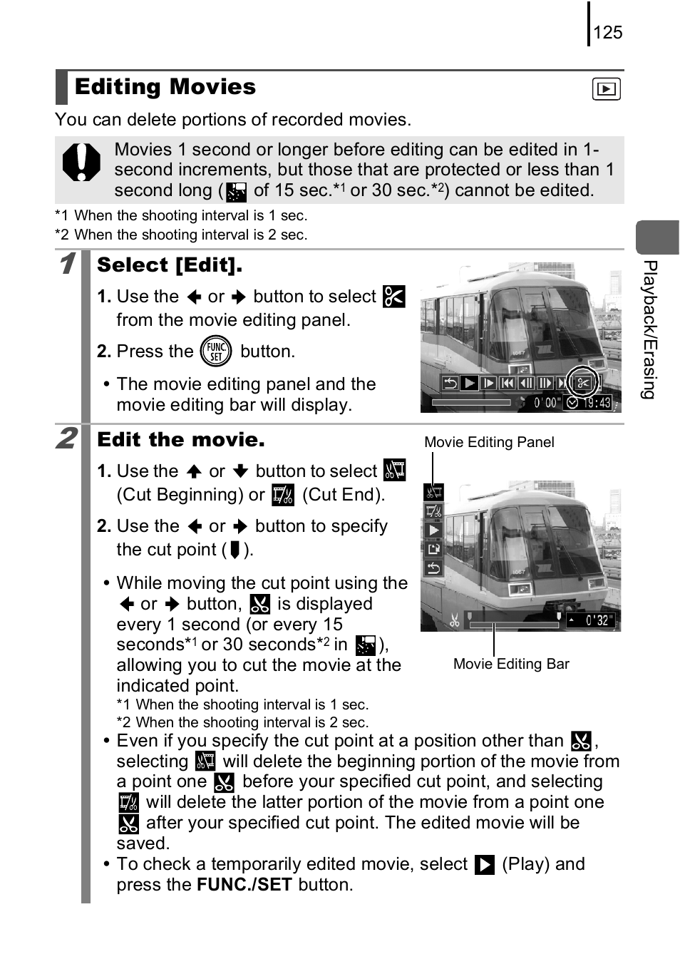 Editing movies | Canon IXUS 85 IS User Manual | Page 127 / 224