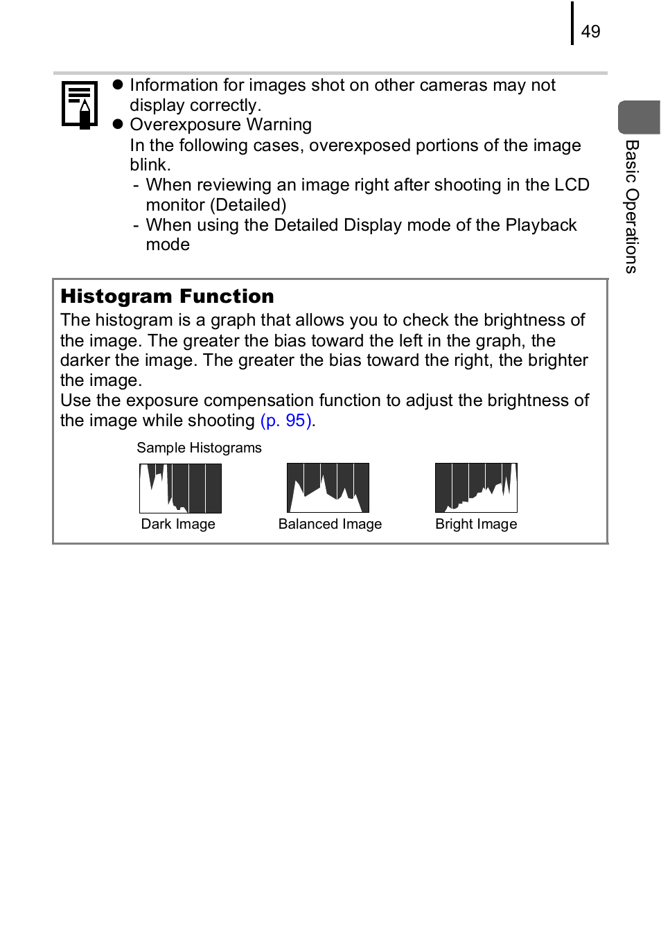 Histogram function | Canon IXUS 85 IS User Manual | Page 51 / 224