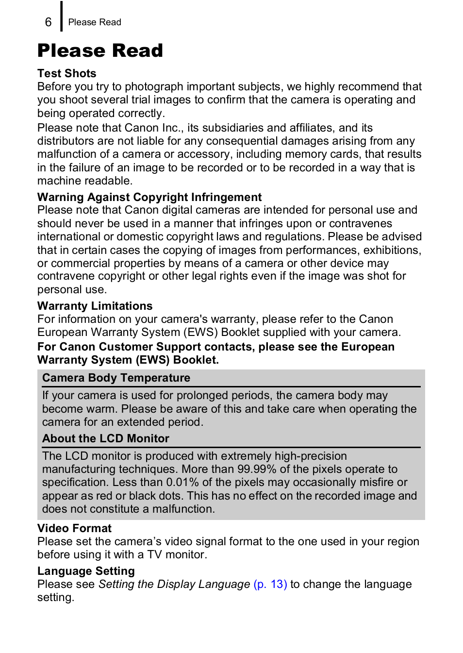 Please read | Canon IXUS 85 IS User Manual | Page 8 / 224