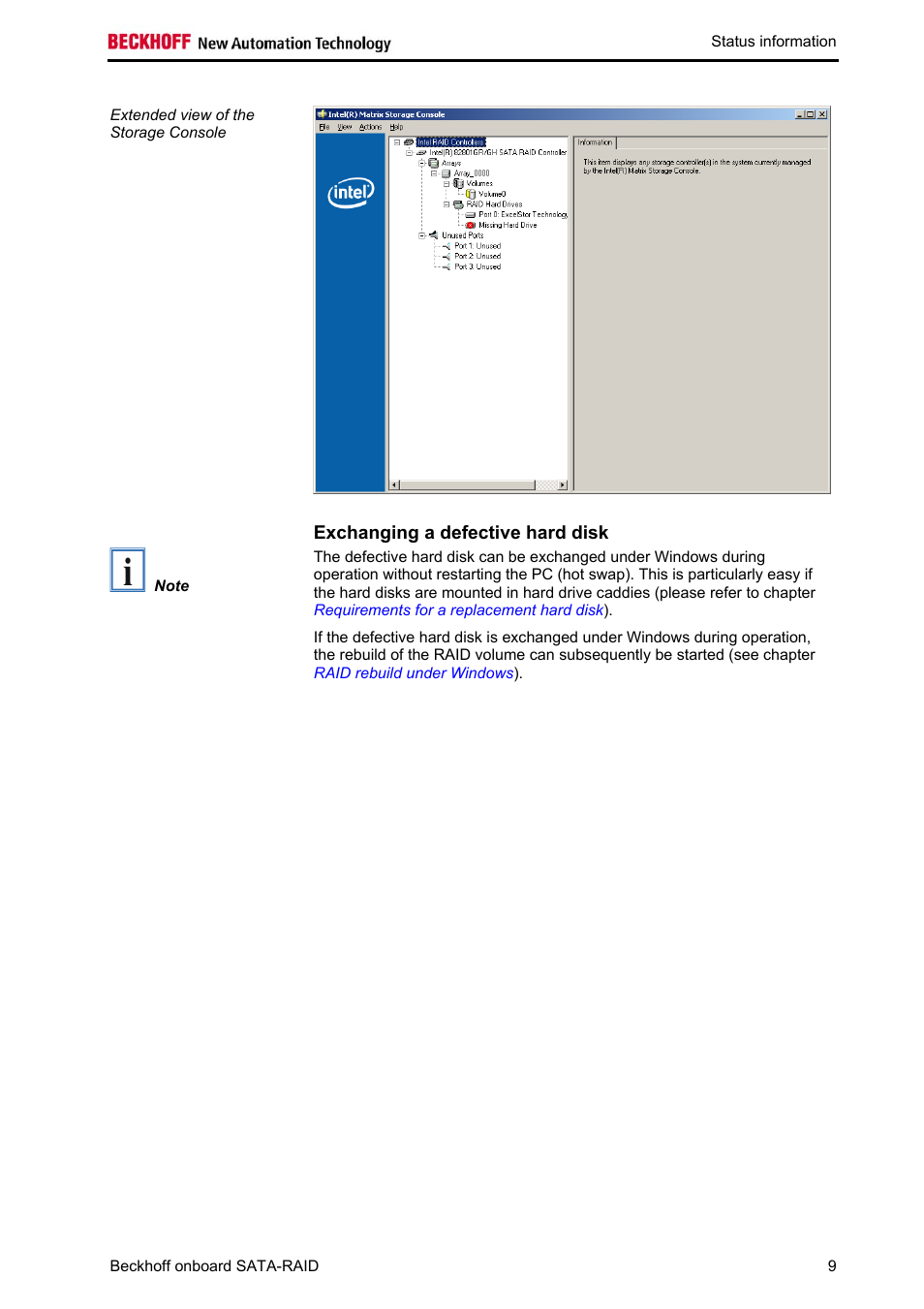 Exchanging a defective hard disk | BECKHOFF Onboard SATA RAID User Manual | Page 11 / 25