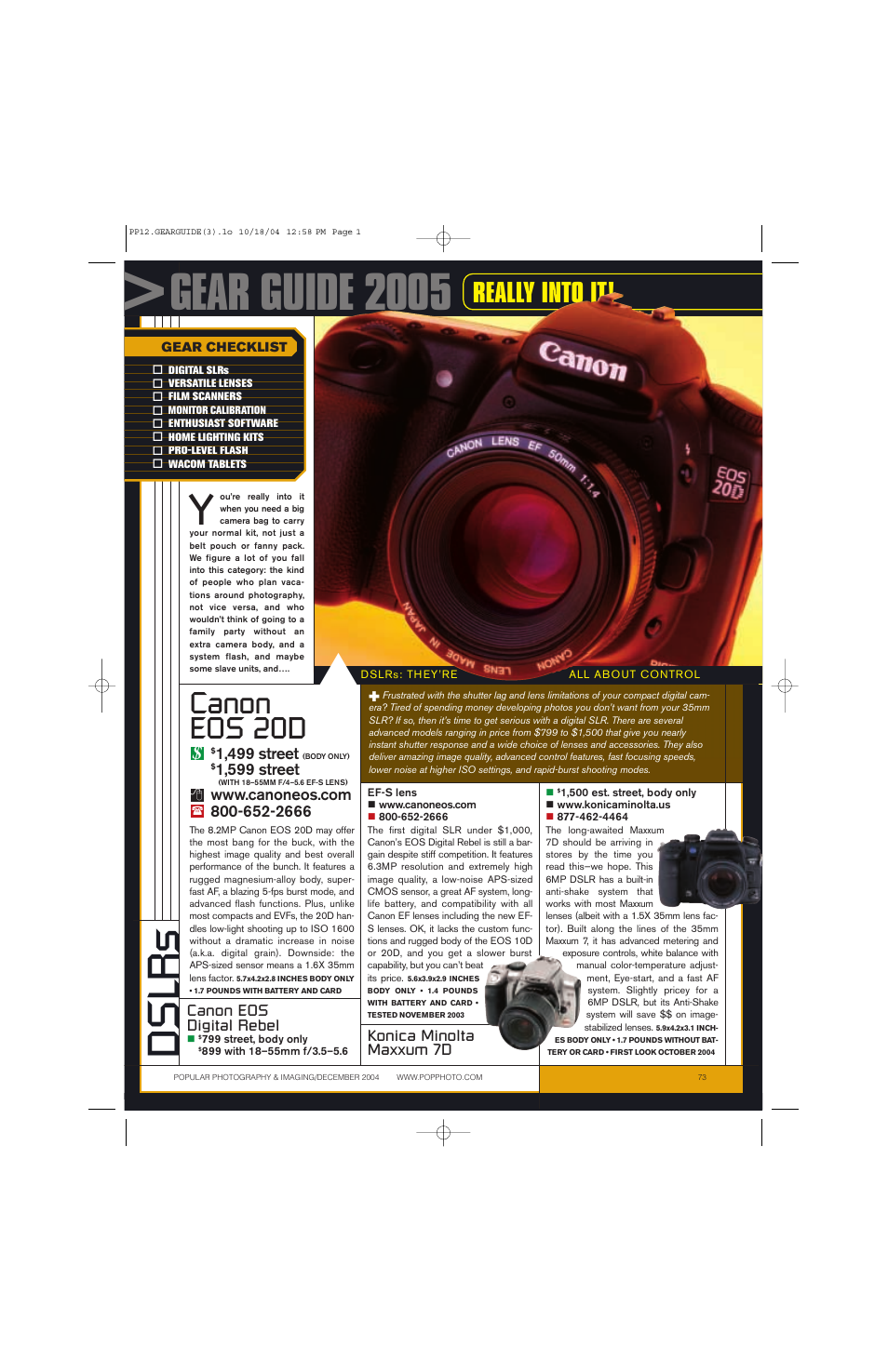 Canon GEAR GUIDE 2005 User Manual | 7 pages
