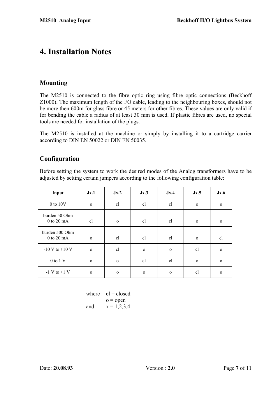 Mounting, Configuration | BECKHOFF M2510 User Manual | Page 7 / 11