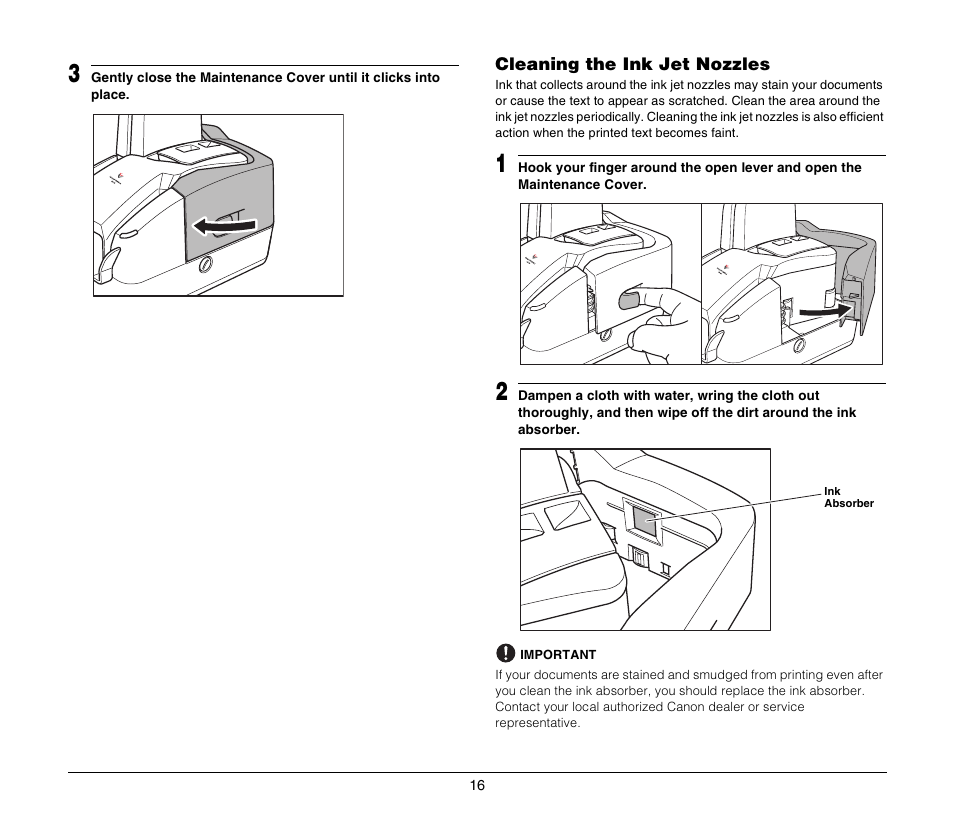 Cleaning the ink jet nozzles, See “cleaning the ink jet nozzles” on p. 16 | Canon FORMULA CR-80 User Manual | Page 16 / 24