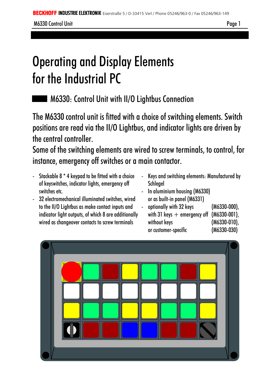 BECKHOFF M6330 User Manual | 5 pages