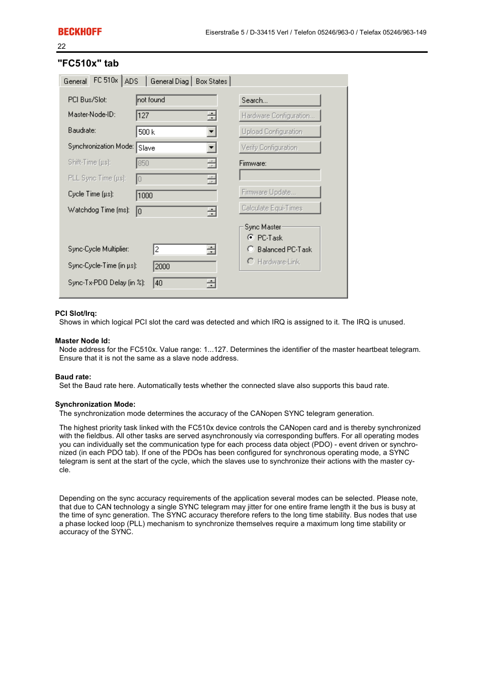 Fc510x" tab | BECKHOFF FC5101 User Manual | Page 22 / 95