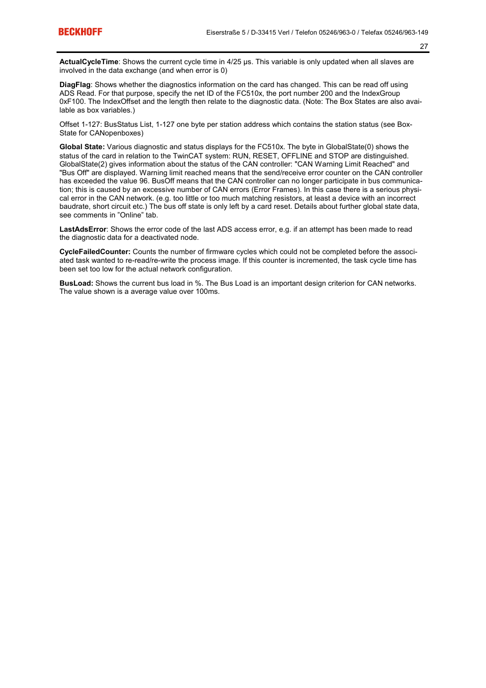 BECKHOFF FC5101 User Manual | Page 27 / 95