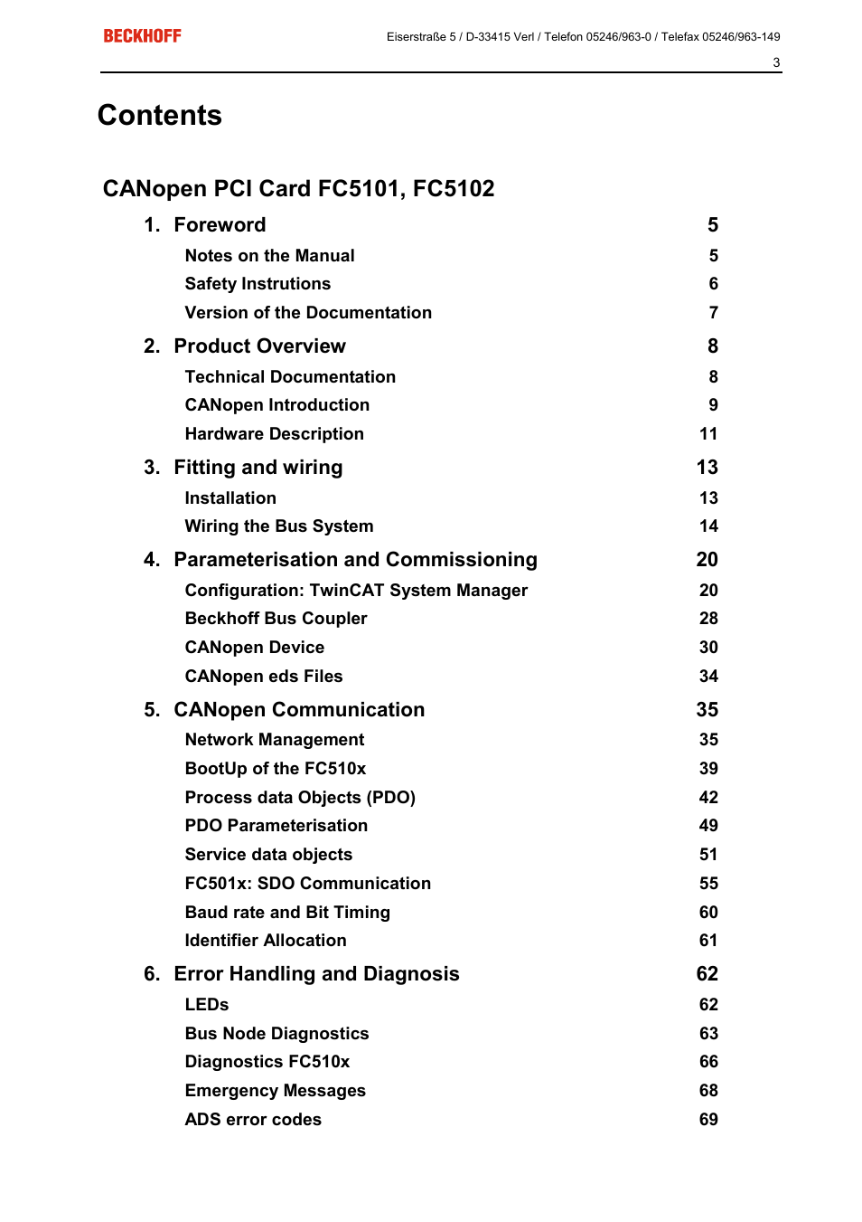 BECKHOFF FC5101 User Manual | Page 3 / 95