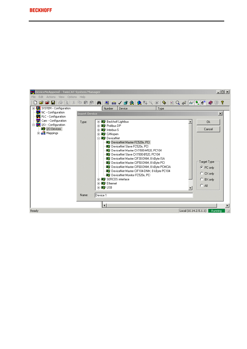 2 devicenet device, 1 append device | BECKHOFF FC520x User Manual | Page 20 / 51