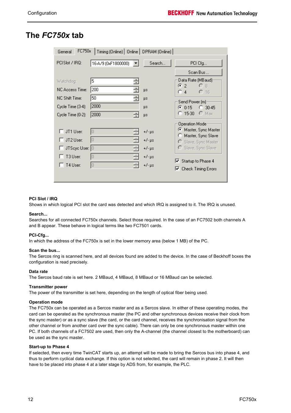 The fc750x tab | BECKHOFF FC7501 User Manual | Page 12 / 18