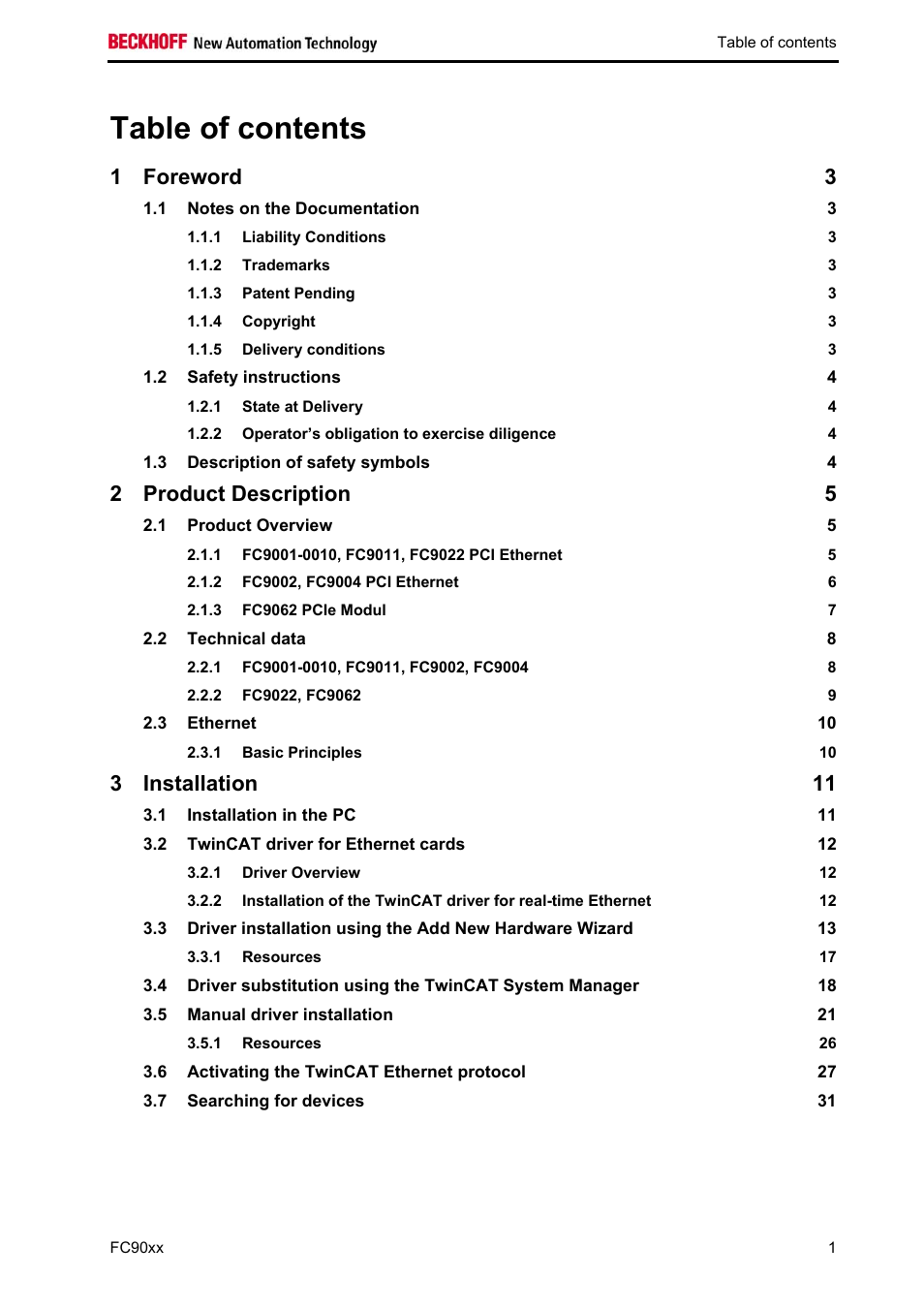 BECKHOFF FC9001-0010 User Manual | Page 3 / 43