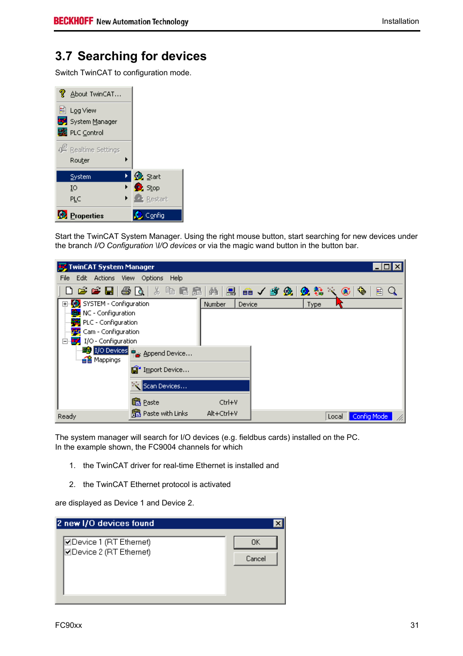 Searching for devices, 7 searching for devices | BECKHOFF FC9001-0010 User Manual | Page 33 / 43