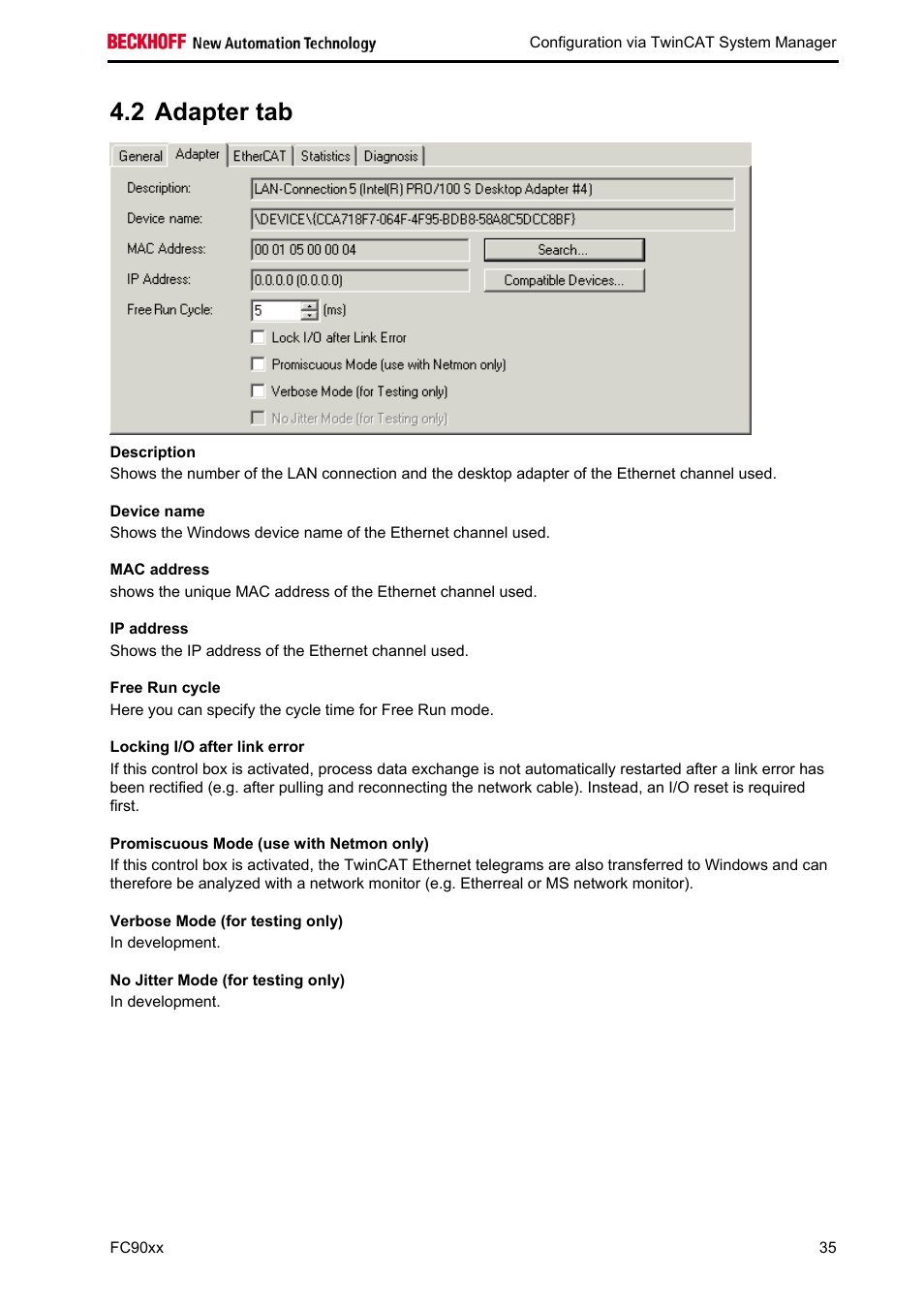 Adapter tab, 2 adapter tab | BECKHOFF FC9001-0010 User Manual | Page 37 / 43