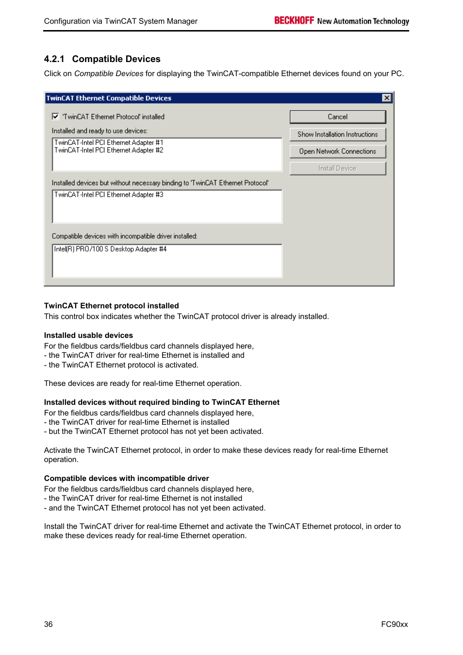 Compatible devices, 1 compatible devices | BECKHOFF FC9001-0010 User Manual | Page 38 / 43