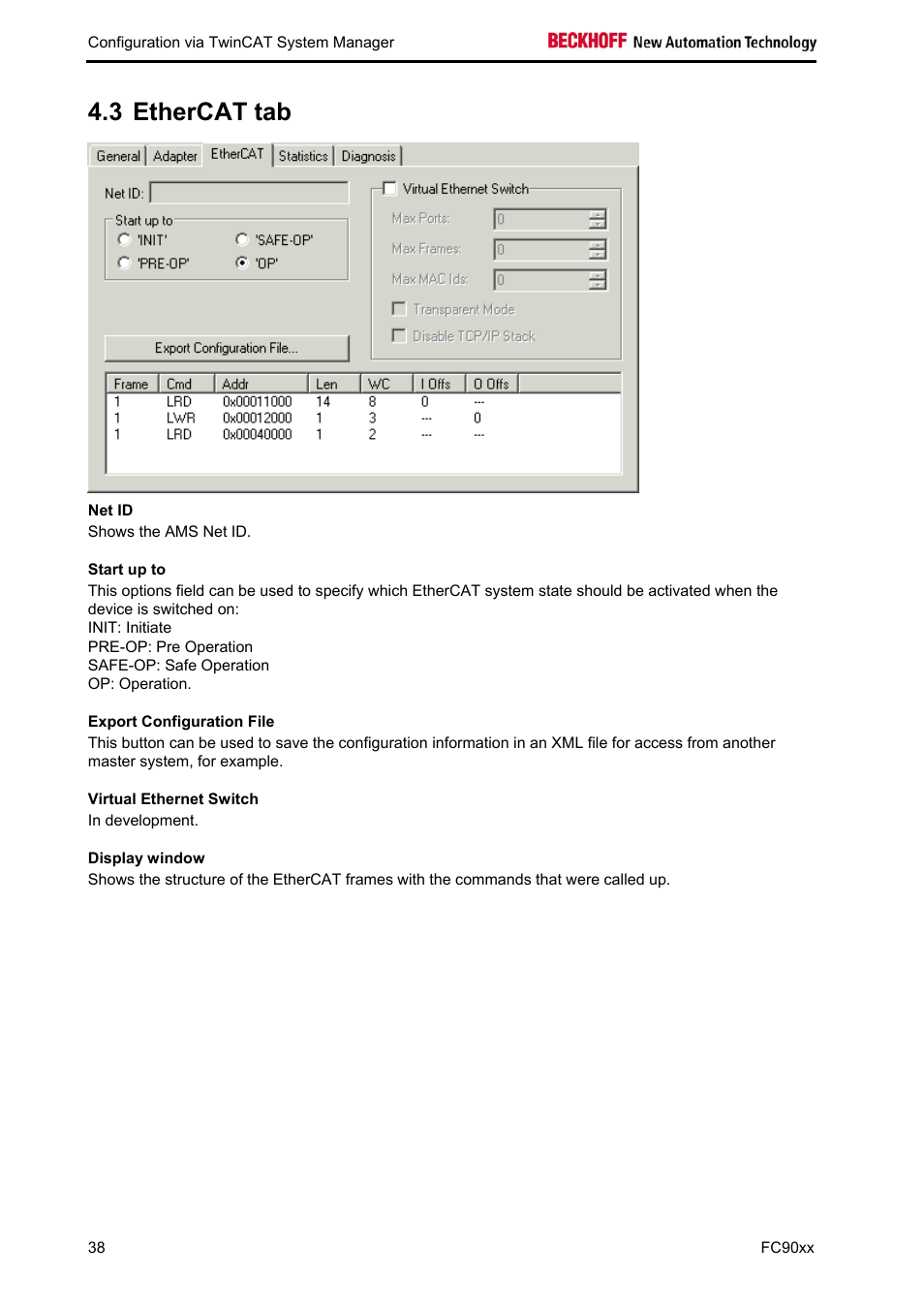 Ethercat tab, 3 ethercat tab | BECKHOFF FC9001-0010 User Manual | Page 40 / 43