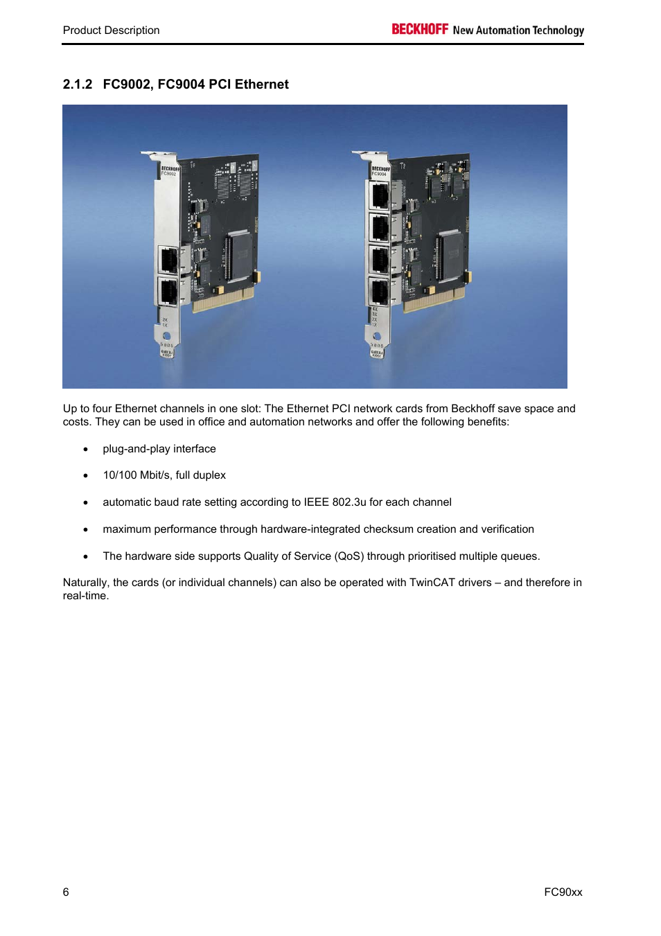 Fc9002, fc9004 pci ethernet | BECKHOFF FC9001-0010 User Manual | Page 8 / 43