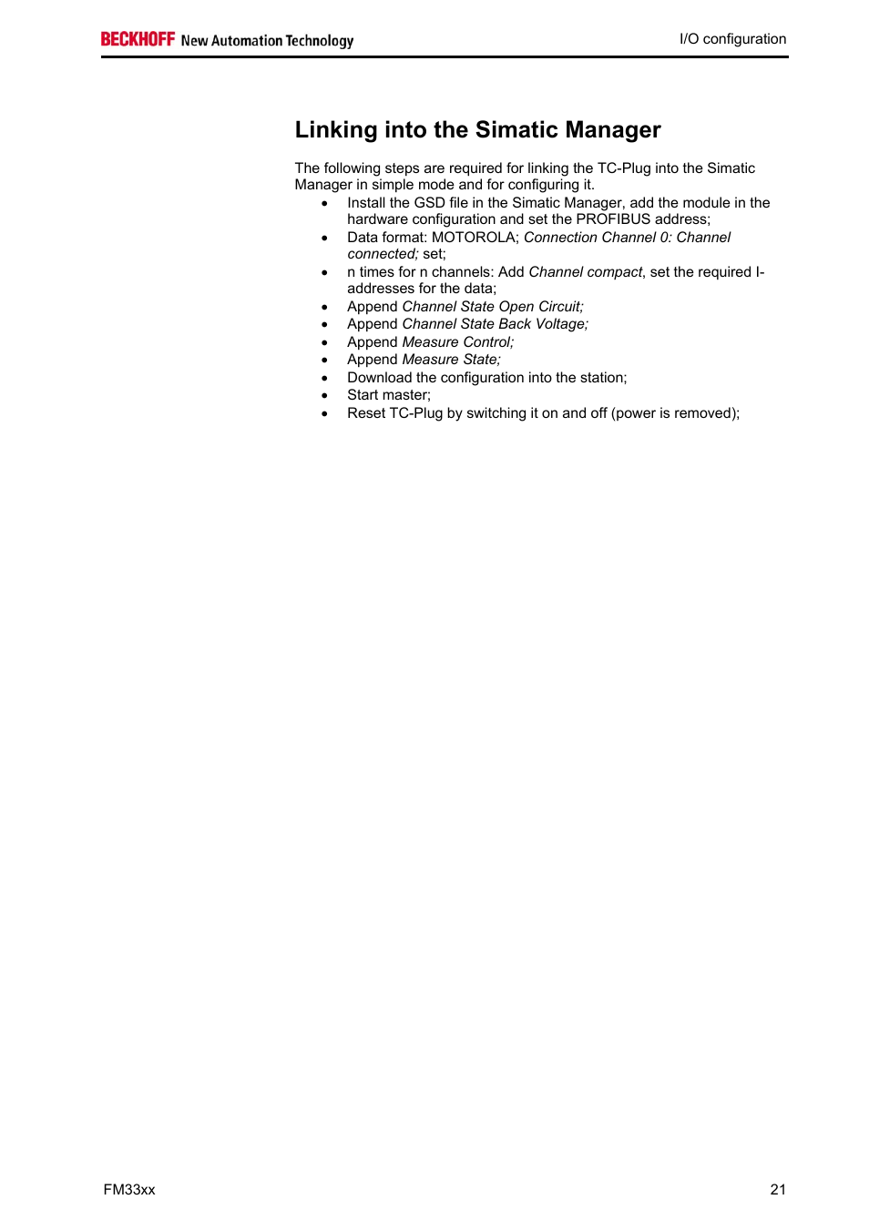 Linking into the simatic manager | BECKHOFF FM33xx User Manual | Page 26 / 39