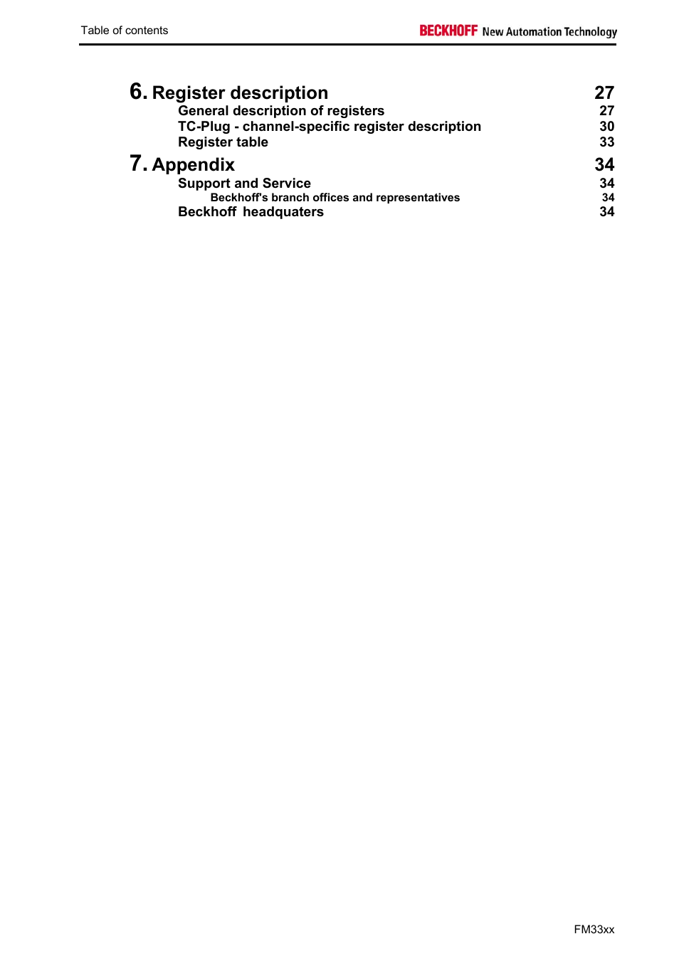 Register description 27, Appendix 34 | BECKHOFF FM33xx User Manual | Page 4 / 39