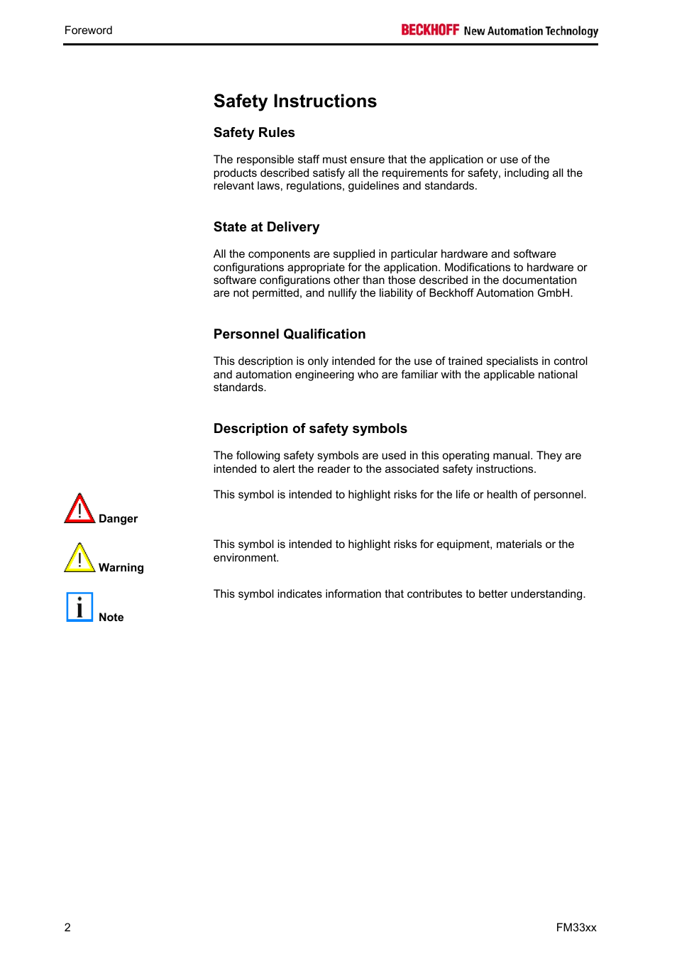 Safety instructions | BECKHOFF FM33xx User Manual | Page 7 / 39