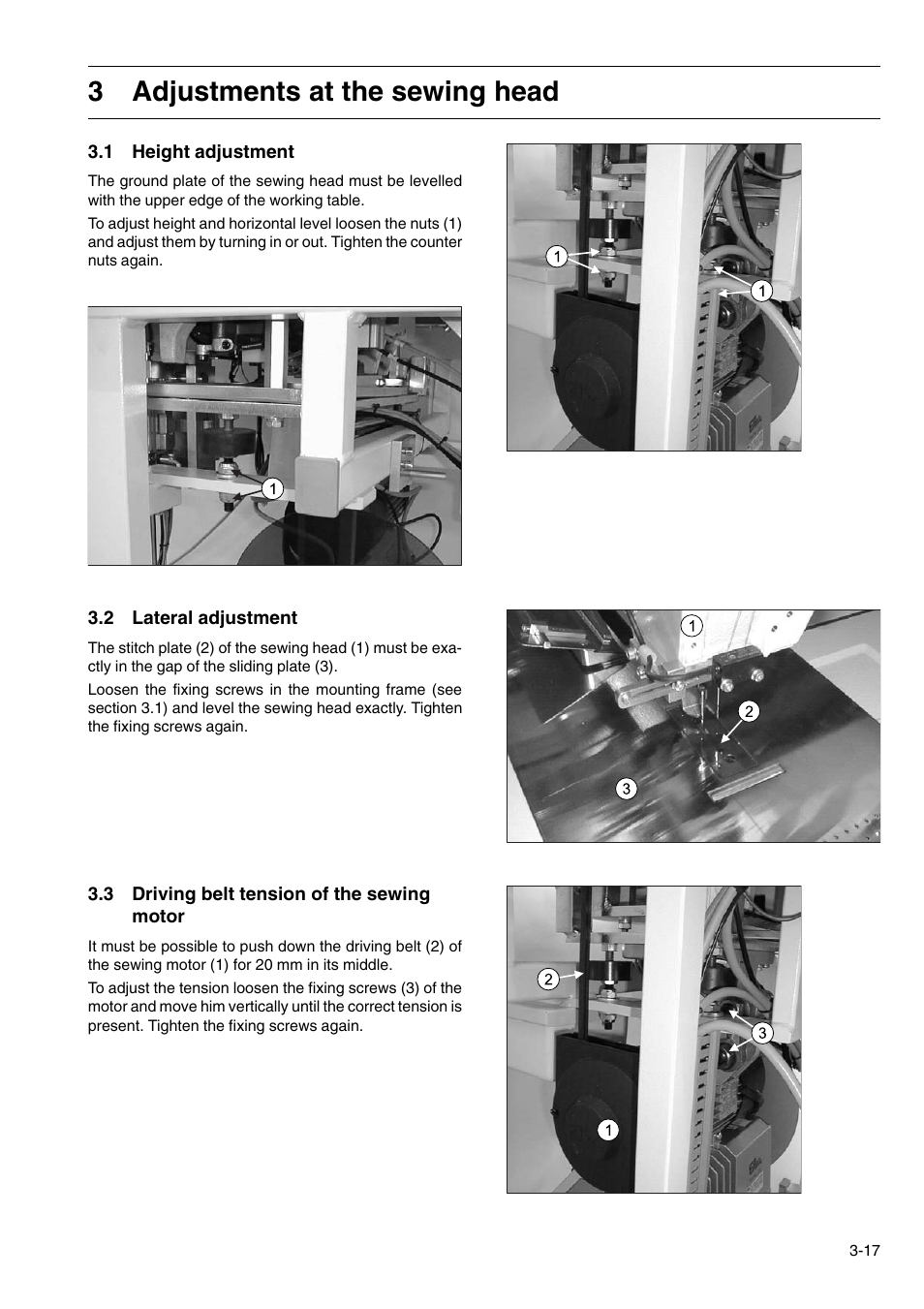 3adjustments at the sewing head | Beisler 100-54 User Manual | Page 73 / 84