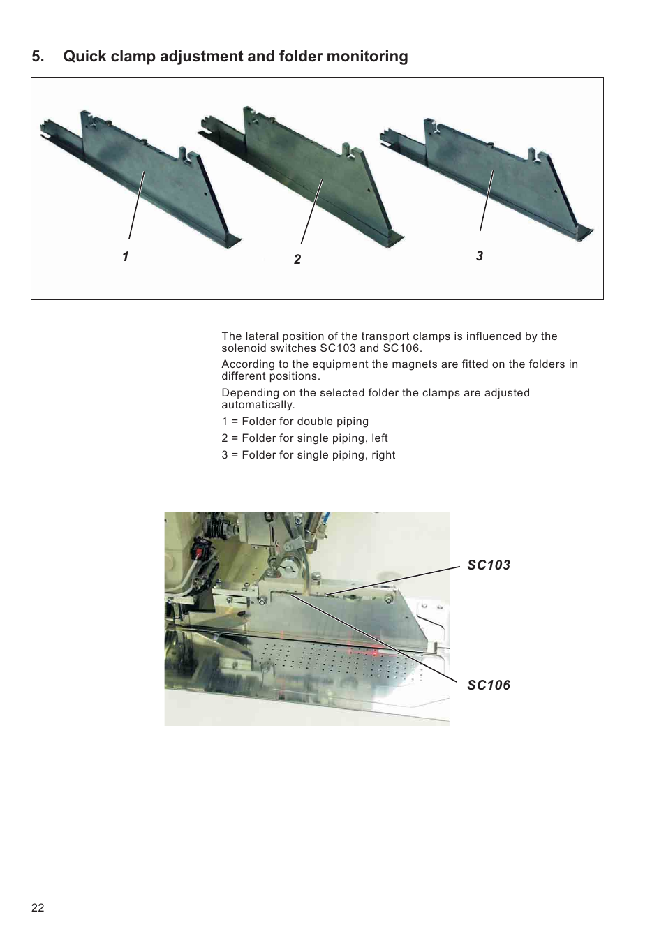 Quick clamp adjustment and folder monitoring | Beisler 100-68 User Manual | Page 24 / 142
