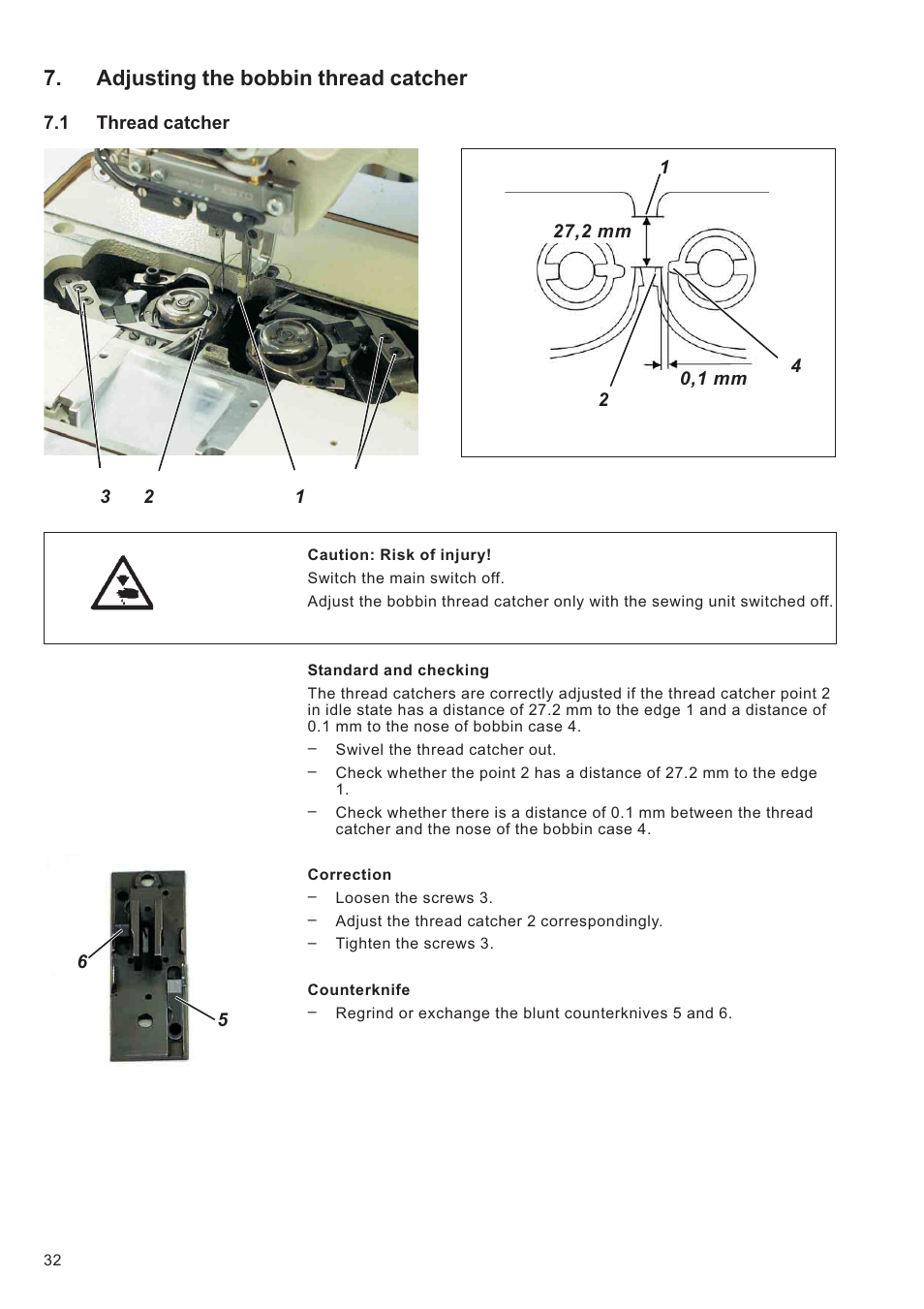 Adjusting the bobbin thread catcher | Beisler 100-68 User Manual | Page 70 / 142