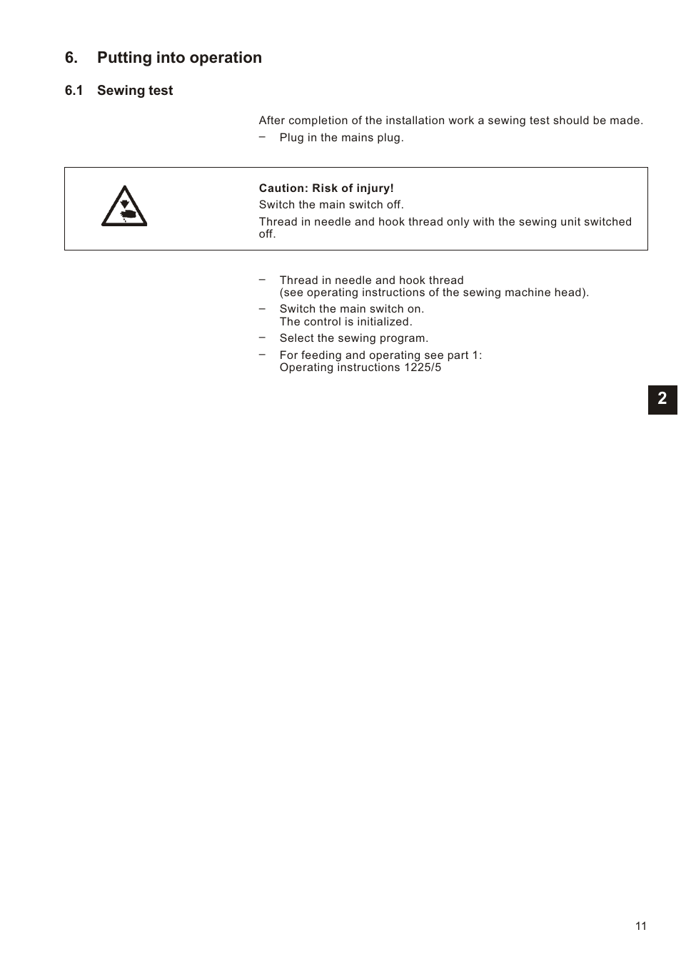 Put ting into ope ra ti on | Beisler 1225-5 User Manual | Page 57 / 82