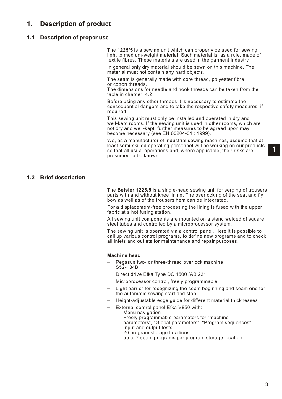 Description of product | Beisler 1225-5 User Manual | Page 7 / 82