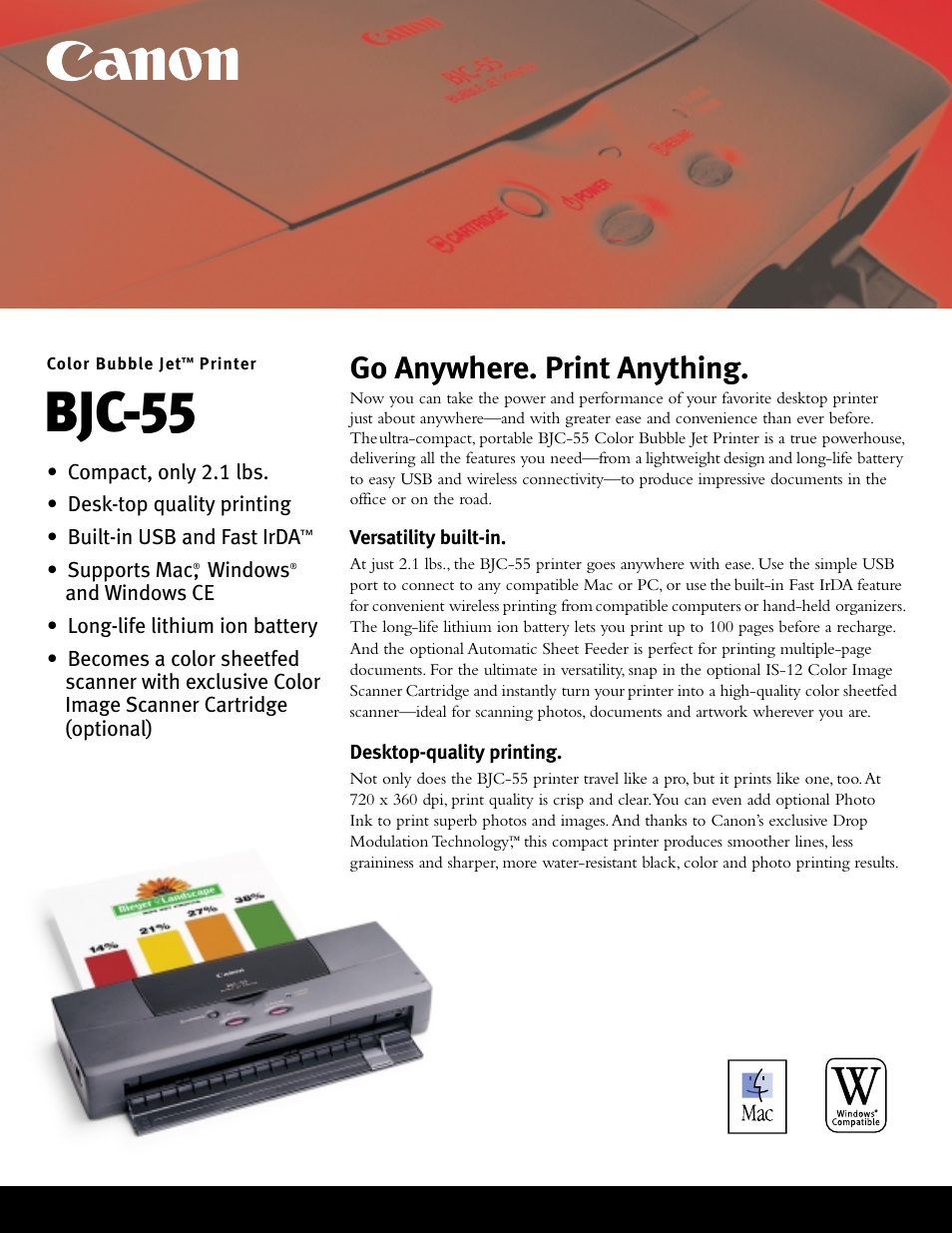 Canon color bubble bjc-55 User Manual | 2 pages