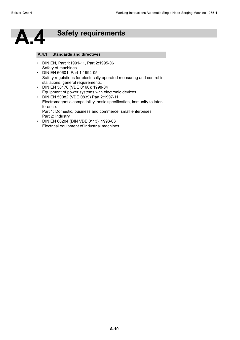 Safety requirements | Beisler 1265-4 User Manual | Page 10 / 100