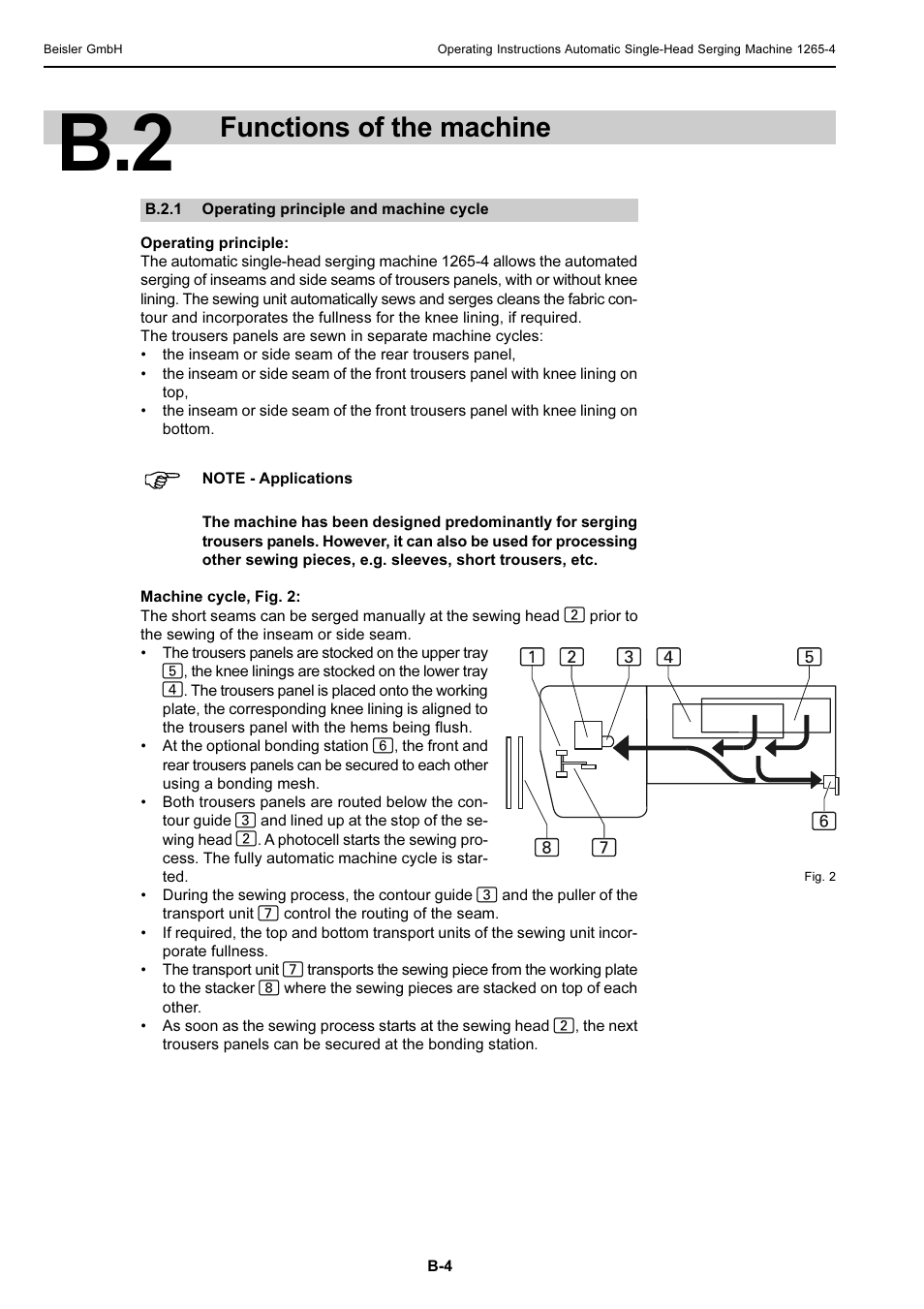 Functions of the machine | Beisler 1265-4 User Manual | Page 14 / 100