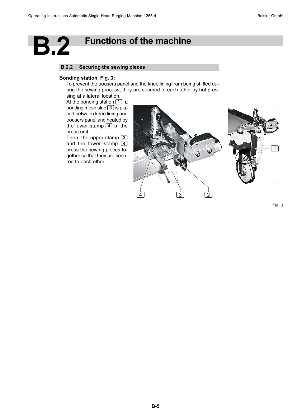 Functions of the machine | Beisler 1265-4 User Manual | Page 15 / 100