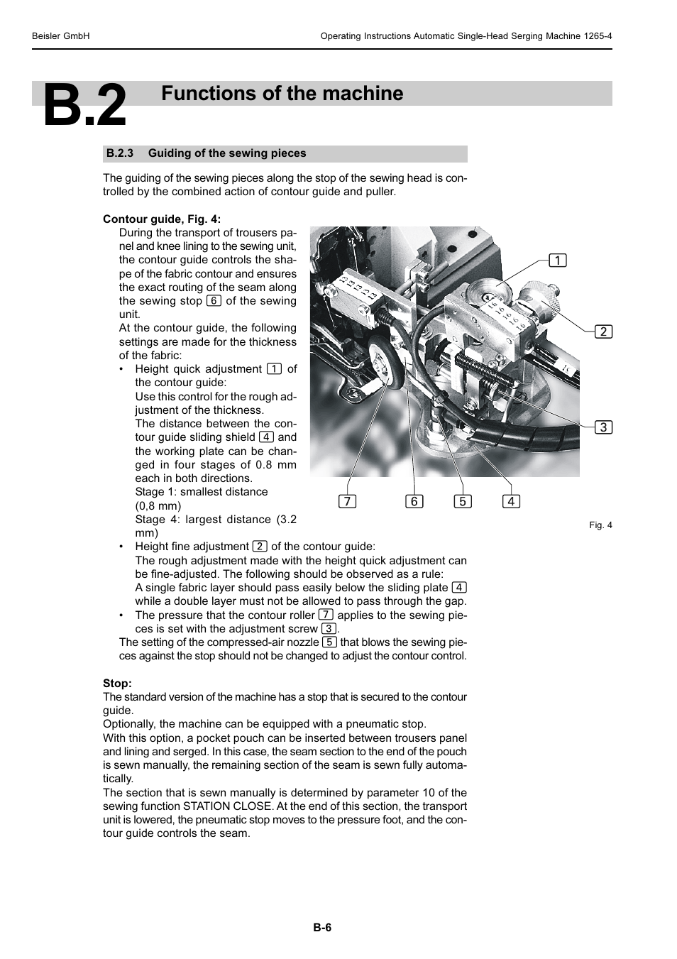 Functions of the machine | Beisler 1265-4 User Manual | Page 16 / 100