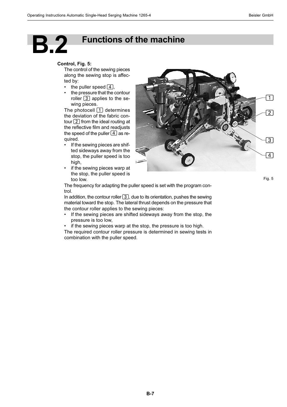 Functions of the machine | Beisler 1265-4 User Manual | Page 17 / 100