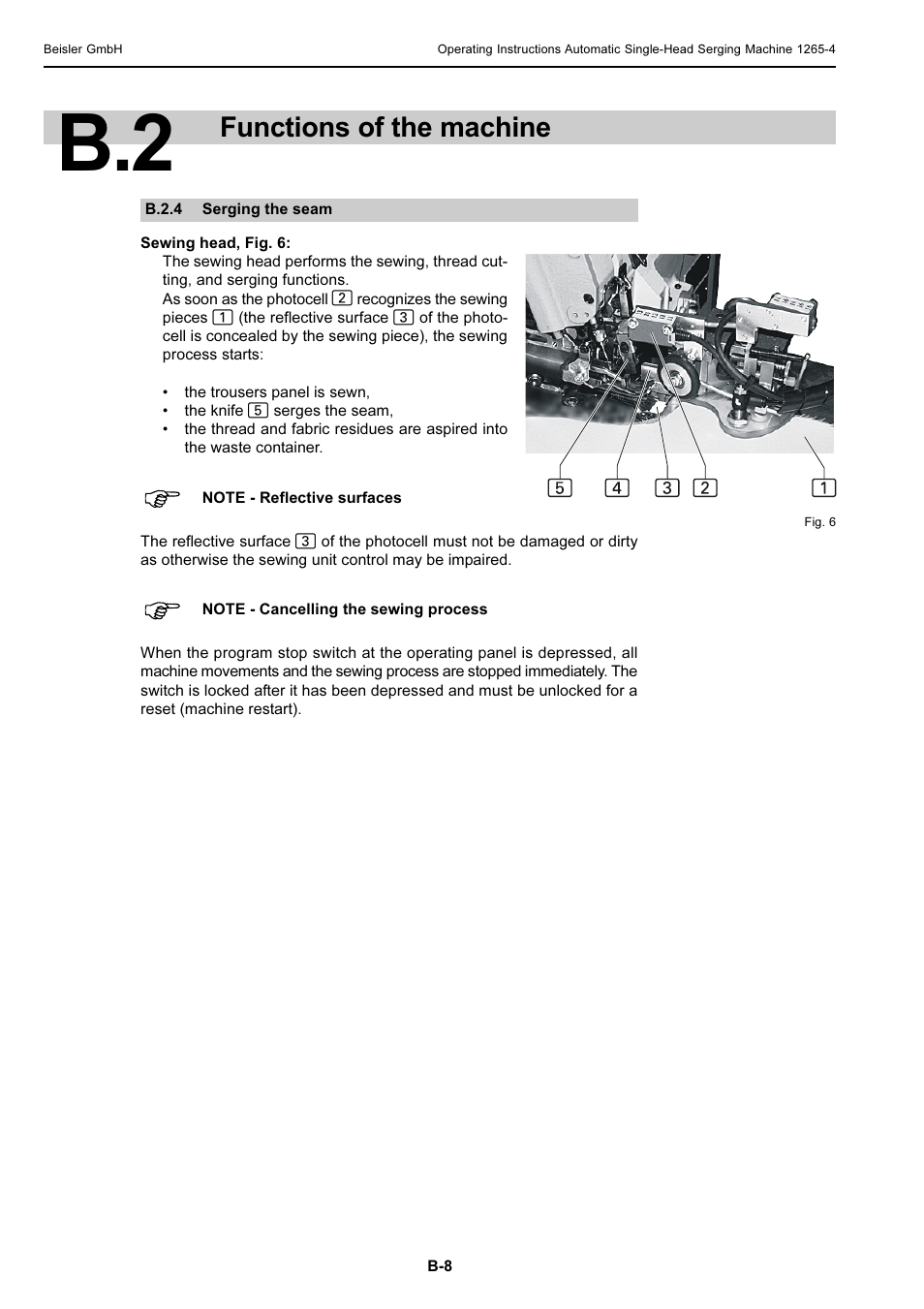 Functions of the machine | Beisler 1265-4 User Manual | Page 18 / 100