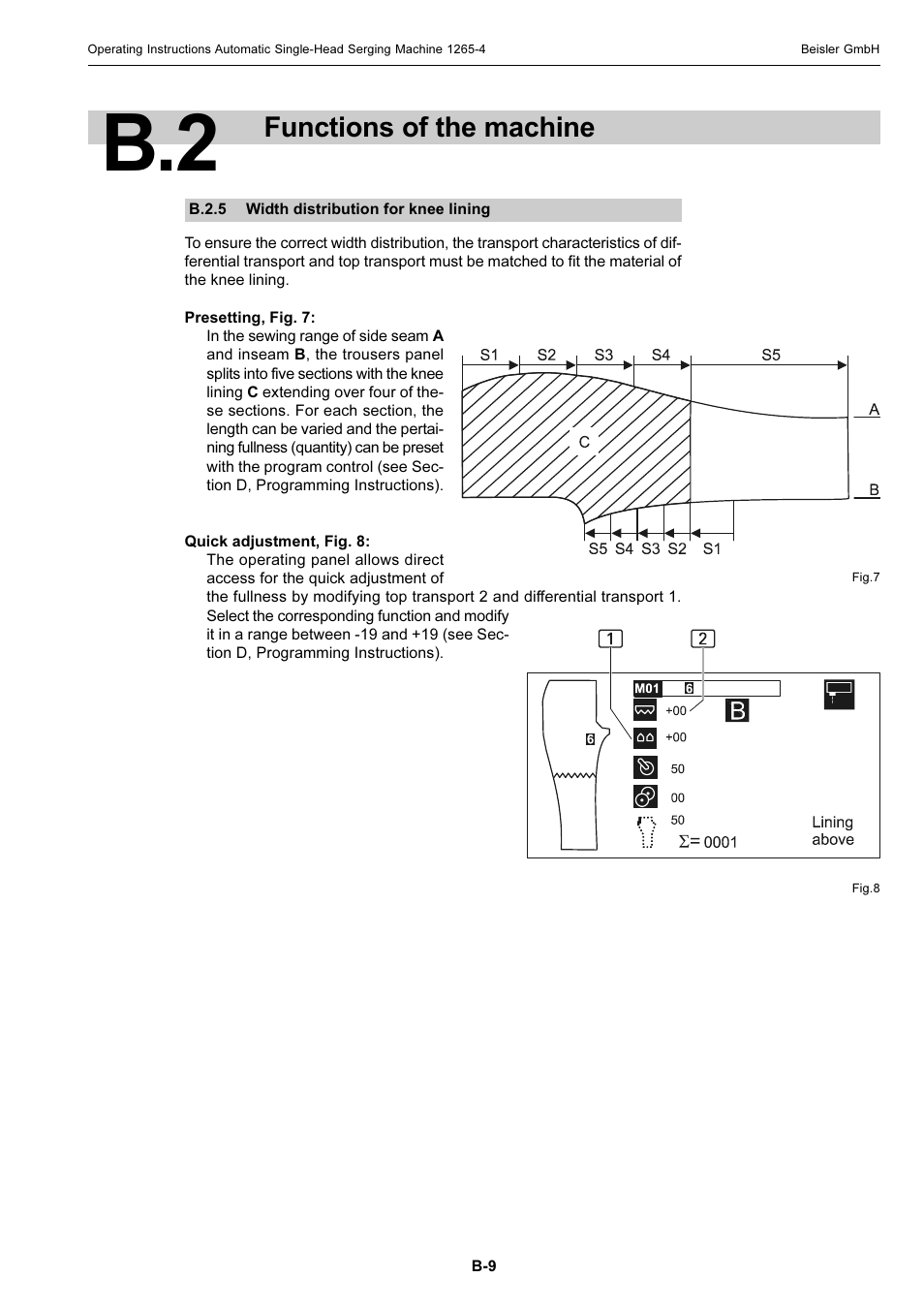 Functions of the machine | Beisler 1265-4 User Manual | Page 19 / 100