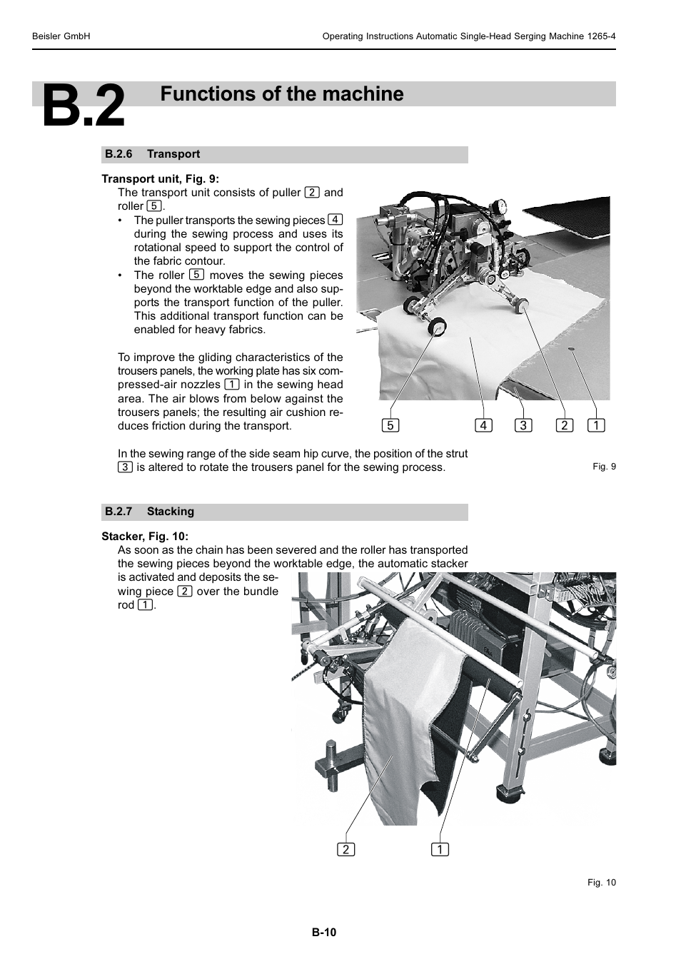 Functions of the machine | Beisler 1265-4 User Manual | Page 20 / 100