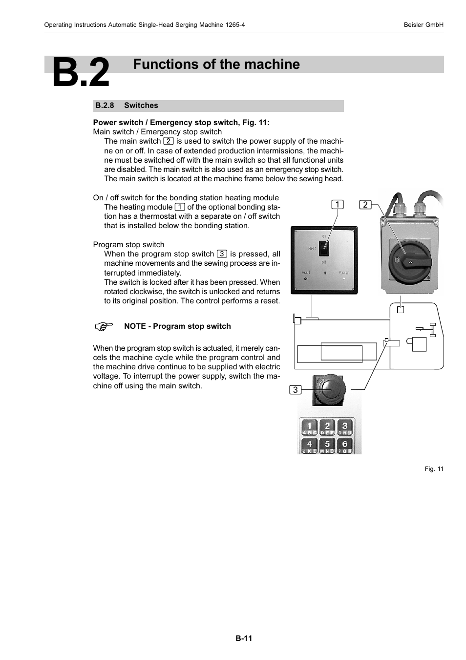 Functions of the machine | Beisler 1265-4 User Manual | Page 21 / 100