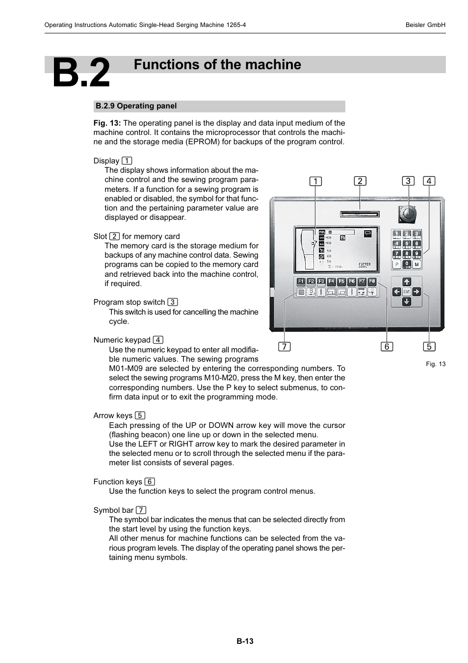 Functions of the machine | Beisler 1265-4 User Manual | Page 23 / 100