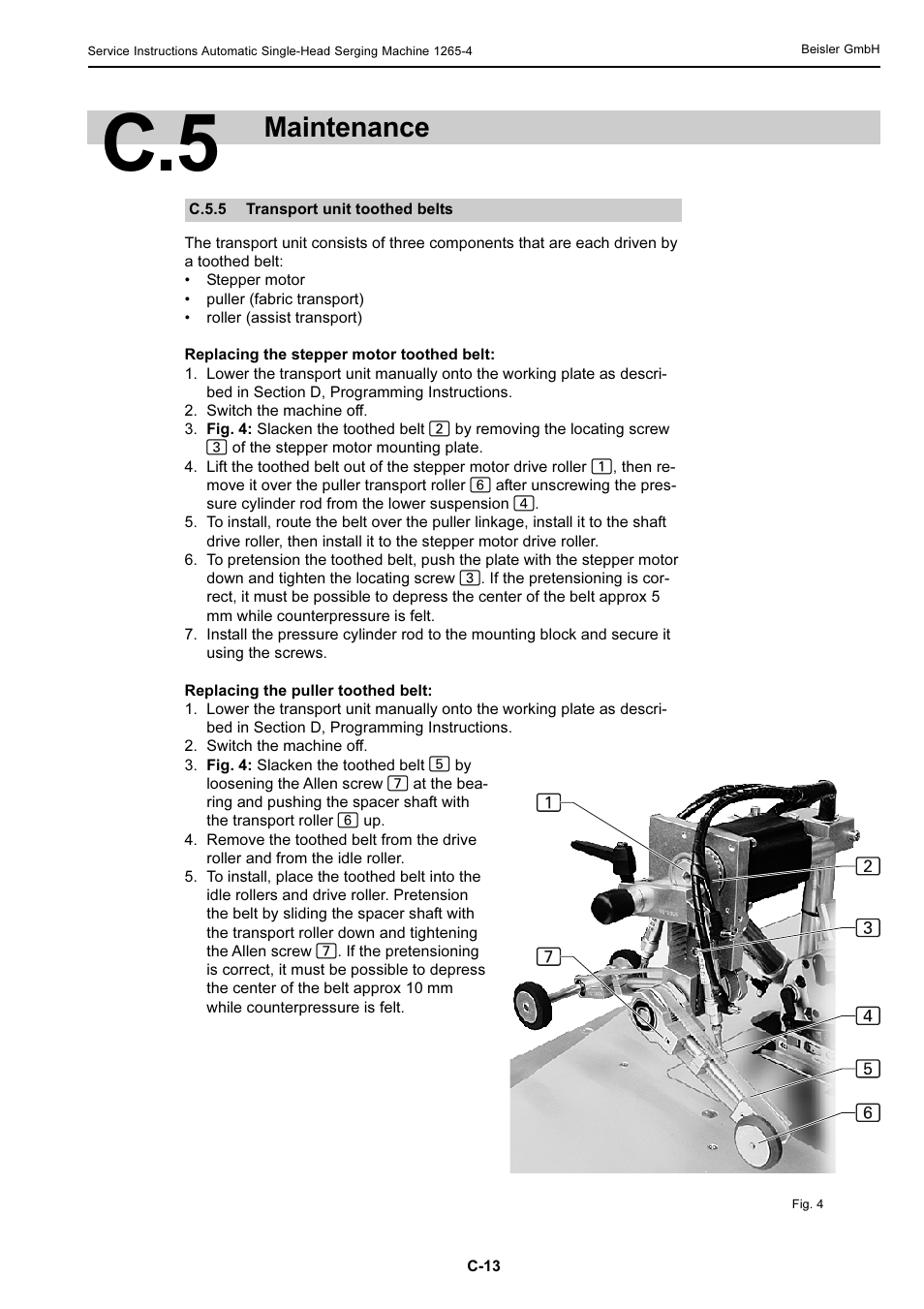 Maintenance | Beisler 1265-4 User Manual | Page 49 / 100